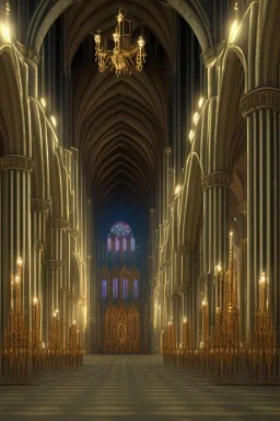 inside cathedral, looking inside, atmospheric, realistic, cinematic lighting, octane render.