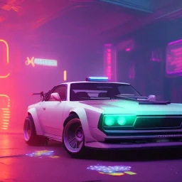 cyberpunk car,cyberpunk 2077, ultra realistic,shiny, smooth, studio quality, octane render, Surrealism, Triadic colour scheme,glow-stick, ambient lighting,nightclub lighting, polaroid, 100mm, --ar 3:2 --v4