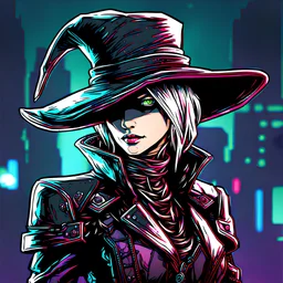 Lady Maria from Bloodborne in cyberpunk style