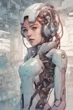 Virtual girl-neural network, cyberpunk, dystopia, by Kenneth Rocafort