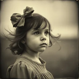 A little girl in the wind, collodion humide