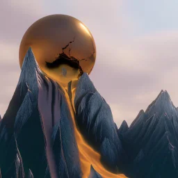 the broken sun melts down the mountain
