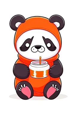 Create a cute panda wearing a hoodie and drink a bubble tea in anime style, clear white background, 4k