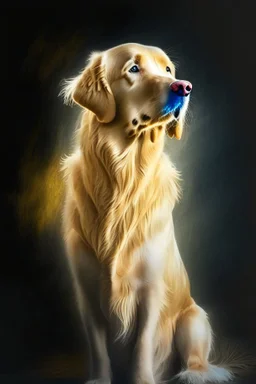 retriever dog , light background, in the style of degas