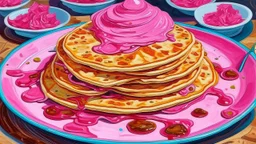 Pink magical pancakes painted by Vincent van Gogh