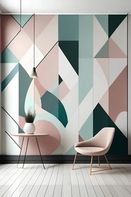 Create a handpainted geometric wall mural Create a handpainted geometric wall mural inspired by artistic gymnastics, featuring graceful spirals and elegant lines. Use pastel tones to convey a sense of artistic expression."
