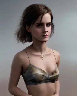 full body, emma watson identify face, animal skin clothing , big busty , face, pintura, ,details,texture,8k quality, florest, Minimalism, Romanticism, Expressionism, Impressionism