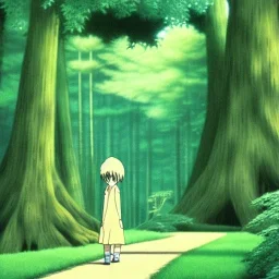 Ghibli, forêt, scintillant, très detaillé, créature mysterieuse