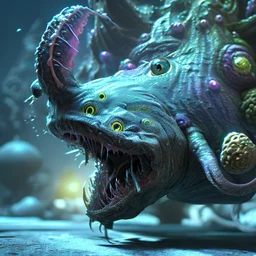 fluid ink angler fish creature, unreal engine 5, 8k resolution, photorealistic, ultra detailed