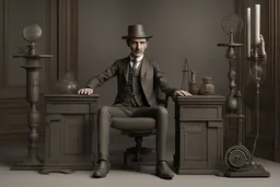 Nikola Tesla lifelike in the style of 3-d