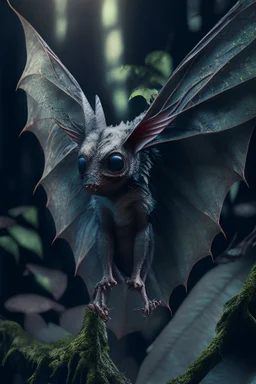 Forest Nymph bat fused ,majestic, Realistic photography, incredibly detailed, ultra high resolution, 8k, complex 3d render, cinema 4d