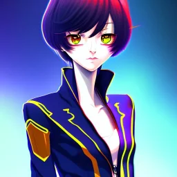 Anime, Lelouch, Girl, red, blue, yellow