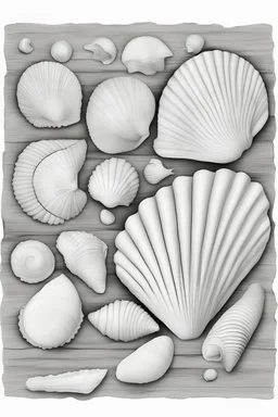 back and white coloring page of seashells