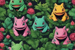 Huge Bulbasaur in 8k Hayao Miyazaki draw style, studio ghibil them, neon effect, close picture, highly detailed, high details, detailed portrait, masterpiece,ultra detailed, ultra quality