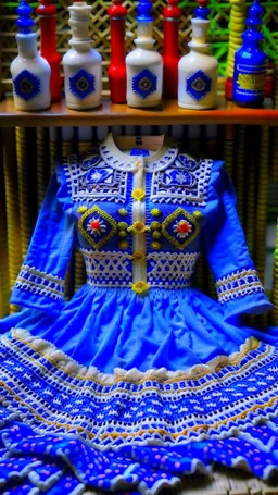 sewing aesthetics, blue, white, bunad