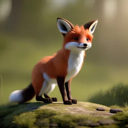 cute little Fox with big, round He lives in a purple nest in the forest and loves to go out and greet the animals he meets along the way. curious and helpful