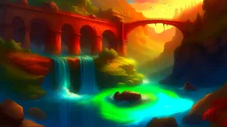 Fantasy art: river with the dam