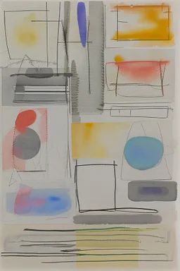Abstract watercolour art in the style of Agnes Martin. sketchy pencil outlines