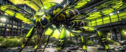 GIGANTIC WINGED WASP ARACHNID SQUID REPTILE HYBRID IN ITS NATURAL URBAN ENVIRONMENT, HUNTING, TAKEN IN HIGH DEF, HIGH DETAIL, METICULOUS, WIDE ANGLE, DYSTOPIAN, FAR FUTURE, SCIENCE AMUCK, HORROR,