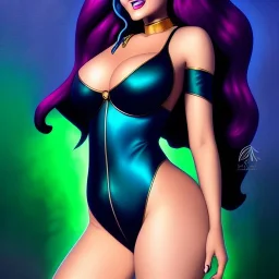 ultra detailed fullbody portrait of beautiful booty busty Raven teen titans, wearing darkblue skintight costume, extremely detailed digital painting, intrincate, extremely detailed smiling face,crystal clear Big Green eyes, in the style of adam hughes , mystical colors , perfectly centered image, perfect composition, rim light, beautiful lighting,8k, stunning scene, raytracing