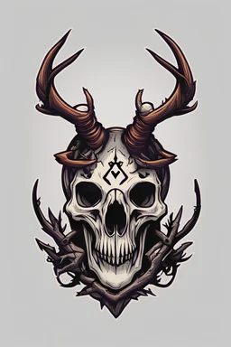 Bird skull with antlers16 bit logo