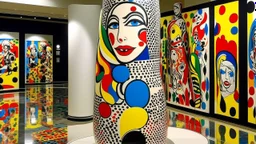An ivory tower in a tempest storm designed in Matryoshka dolls painted by Roy Lichtenstein
