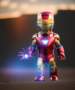 iron man toddler, full body, dramatic lighting, angry, hyper realistic