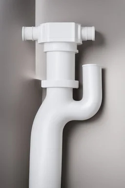 A studio-shot photograph of a high-quality white sewage plumbing PVC 90-degree elbow. The image is captured using professional photography techniques, ensuring every detail is crisp and clear. The depth of field technique is utilized to focus on the intricate structure of the elbow, while the background is elegantly blurred, giving it a luxurious and sophisticated look. The matte finish adds a touch of elegance, and the clear water flowing through the elbow creates a sense of movement and dynami