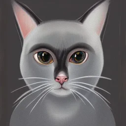 cartoon style Portrait of a siamese cat with big eyes