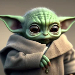 super cute photorealistic portrait of a baby yoda, star wars, intricate, headshot, highly detailed, sharp focus, cinematic lighting,