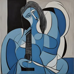 picasso woman with guitar blue