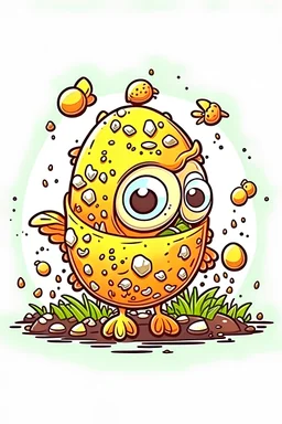 Cartoon egg pfp character intricate fly eating poop