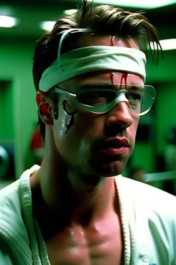 brad pitt from fight club wearing swimming equipment