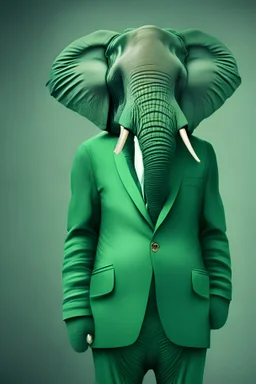 حيوان الفيل لابس بدلة خضراء
