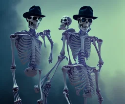 Epic photo of the blues brothers but they’re skeletons, by greg rutkowski