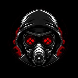 create logo symbol, shadow guard, respirator mask, red eyes