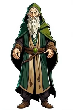 elf male middleaged wizard wearing medieval clothes with hands behind his back