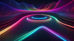 (Premium AI Image)+ 3d multi-colored render, colorful, abstract wave synapesnetwork, background, futuristic super high energy particles flowing with glowing neon paths, lots of negative empty space, circuit lines concept, digital fantastic wallpaper, 8k, (high detailed 10.5), uhd, dslr, soft lighting, (high quality 10.5), film grain, Fujifilm XT3