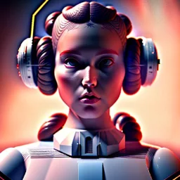 Short Beard Dj Headphones Christian Boshell cinematic photorealistic futuristic Star Wars princess leia style, intricate detail, sci-fi, volumetric lighting, 128K