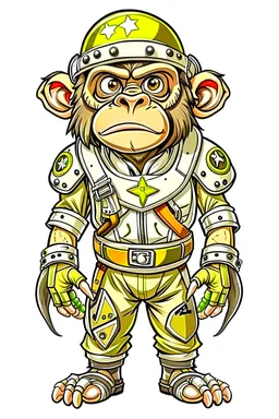 cartoon monkey wearing star war armor , front view