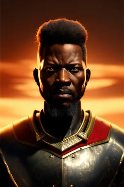 African warrior, ominous, dnd character portrait, waist up portrait, intricate, oil on canvas, masterpiece, expert, insanely detailed, 4k resolution, retroanime style, cute big circular reflective eyes, cinematic smooth, intricate detail , soft smooth lighting, vibrant colors, hokusai style arm sleeve tatoo