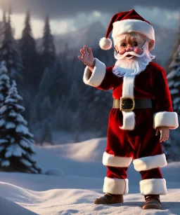 Santa toddler, full body, dramatic lighting, hyper realistic