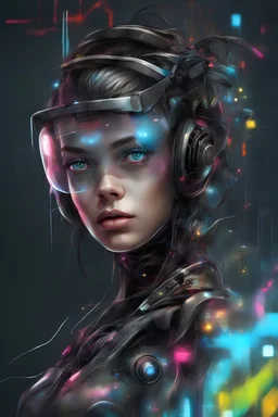 Virtual girl-neural network, cyberpunk, dystopia, by Patrice Murciano