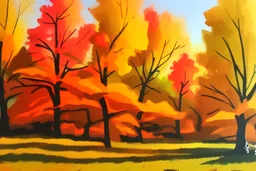 Gouache landscape autumn