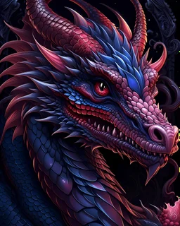 Cute handsome regal dragon for coloring book cover. Trending on Artstation. Black scales . lighting, epic, 8k, highly detailed, centered, symmetry, painted, intricate, volumetric lighting, beautiful, rich deep colors masterpiece, sharp focus, ultra detailed, in the style of dan mumford and marc simonetti, astrophotography in centre, color will be pink, red, magenta, blue, purple, oil on canvas. forest flower background.
