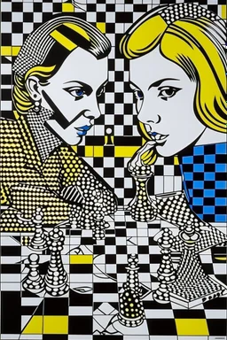 5d chess in the style of roy lichtenstein