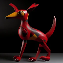 A dark red blood elemental kangaroo designed in ancient Egyptian pottery painted by Wassily Kandinsky