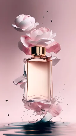 generate me an aesthetic photo of perfumes for Perfume Bottles with Floating Petals