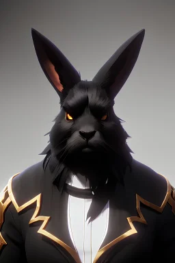 Thick black rabbit. Photograph.