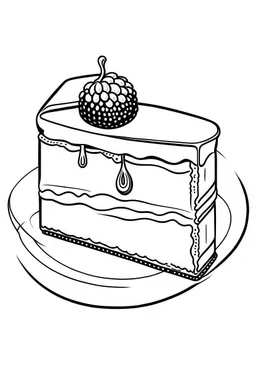 DRAW FOR COLORING OF CHEESECAKE, CARTOON STYLE, LOW DETAILS, THICK LINES, NO SHADING, NO COLOR